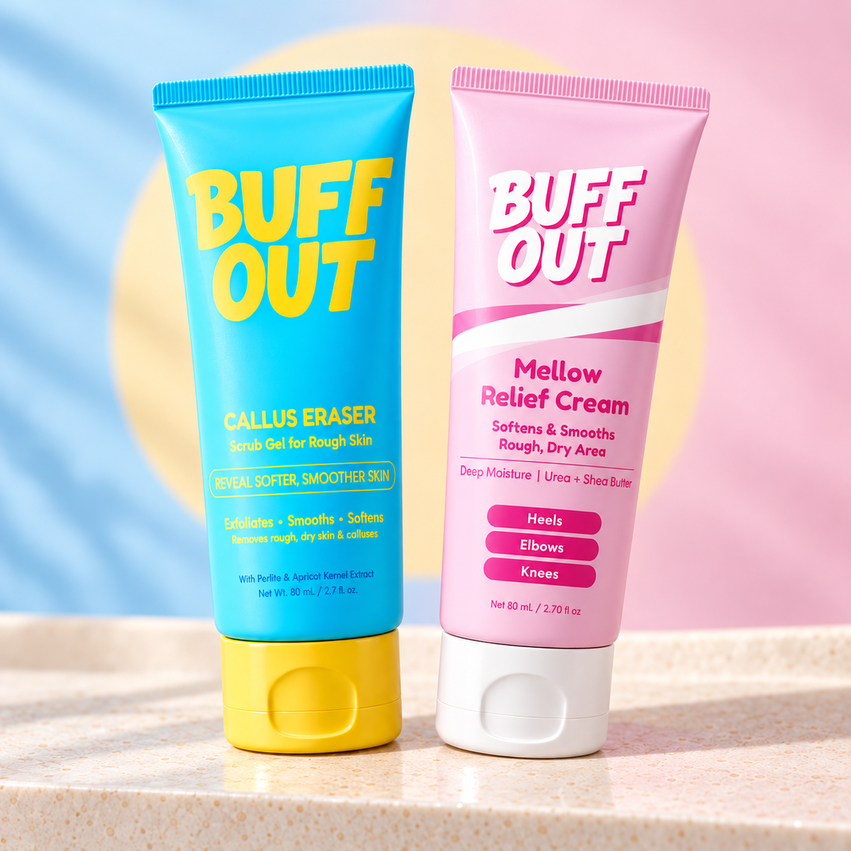 Callus Eraser and Mellow Relief Cream together